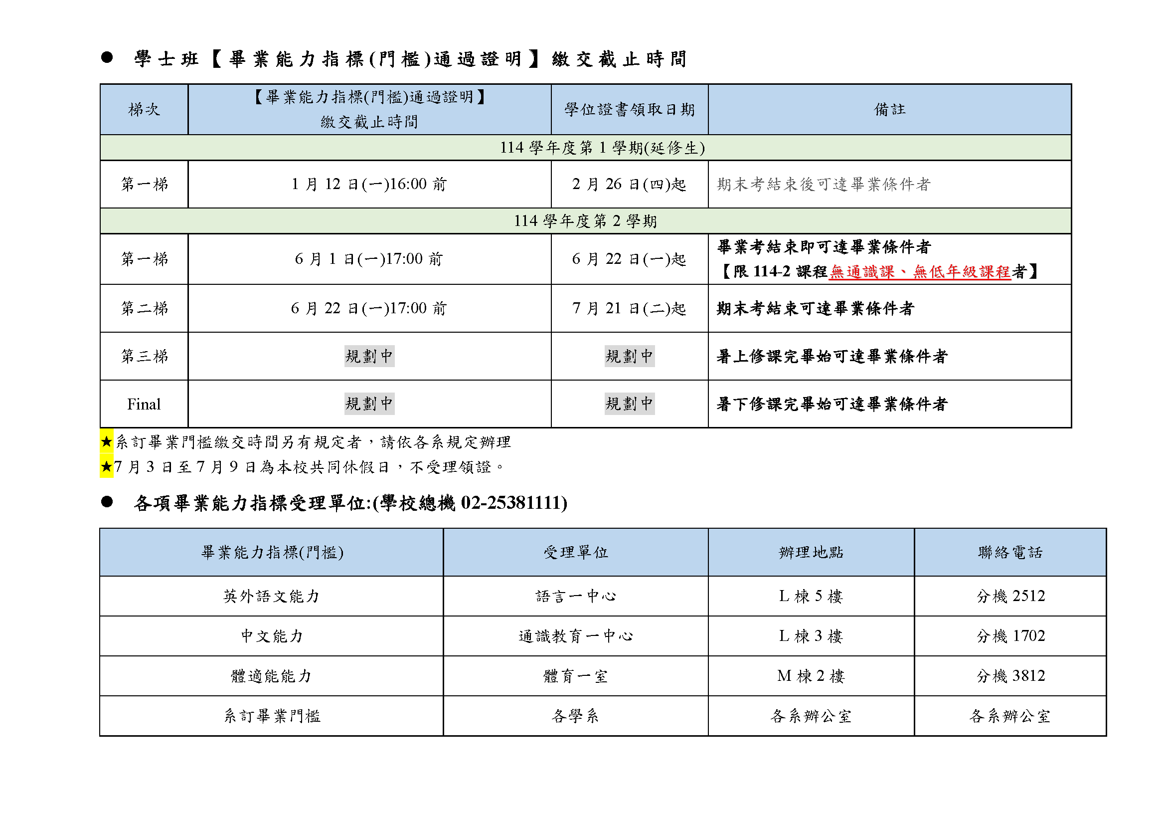 114-1畢業證書領取時間